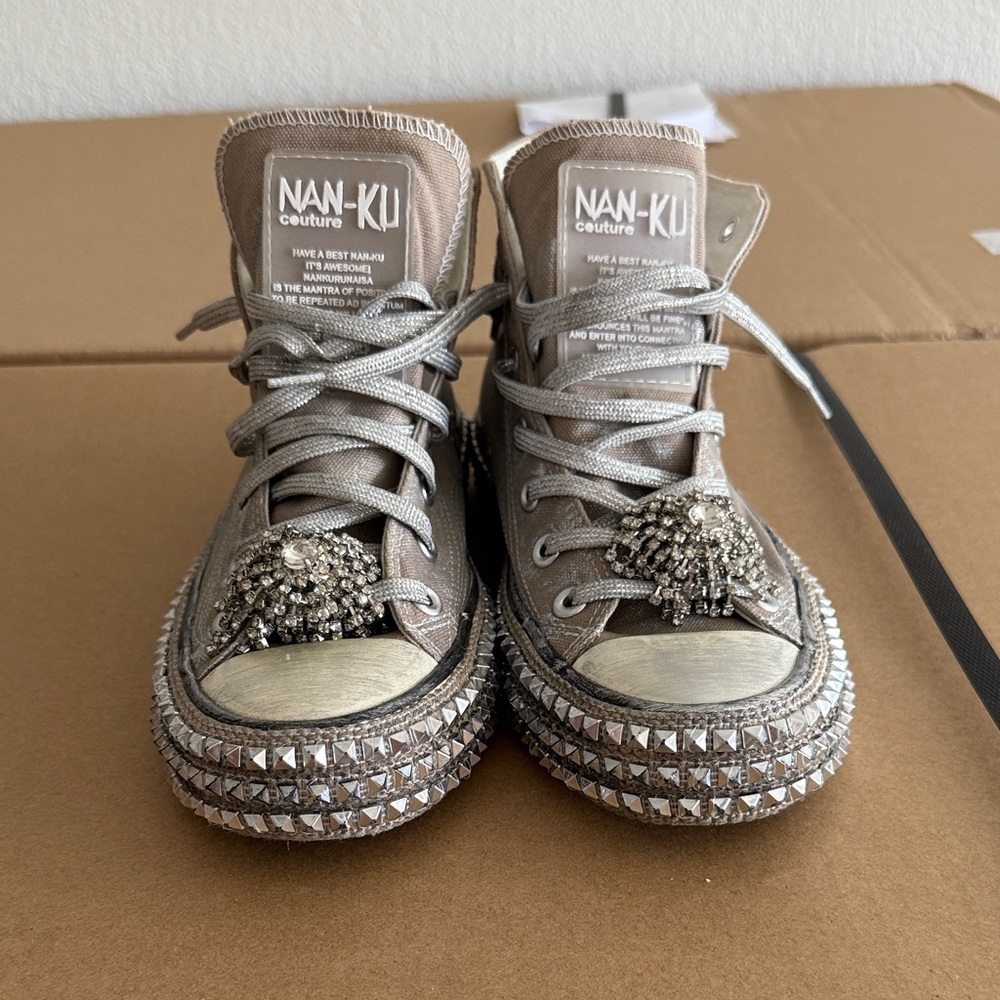 Free People Silver Studded Sneakers